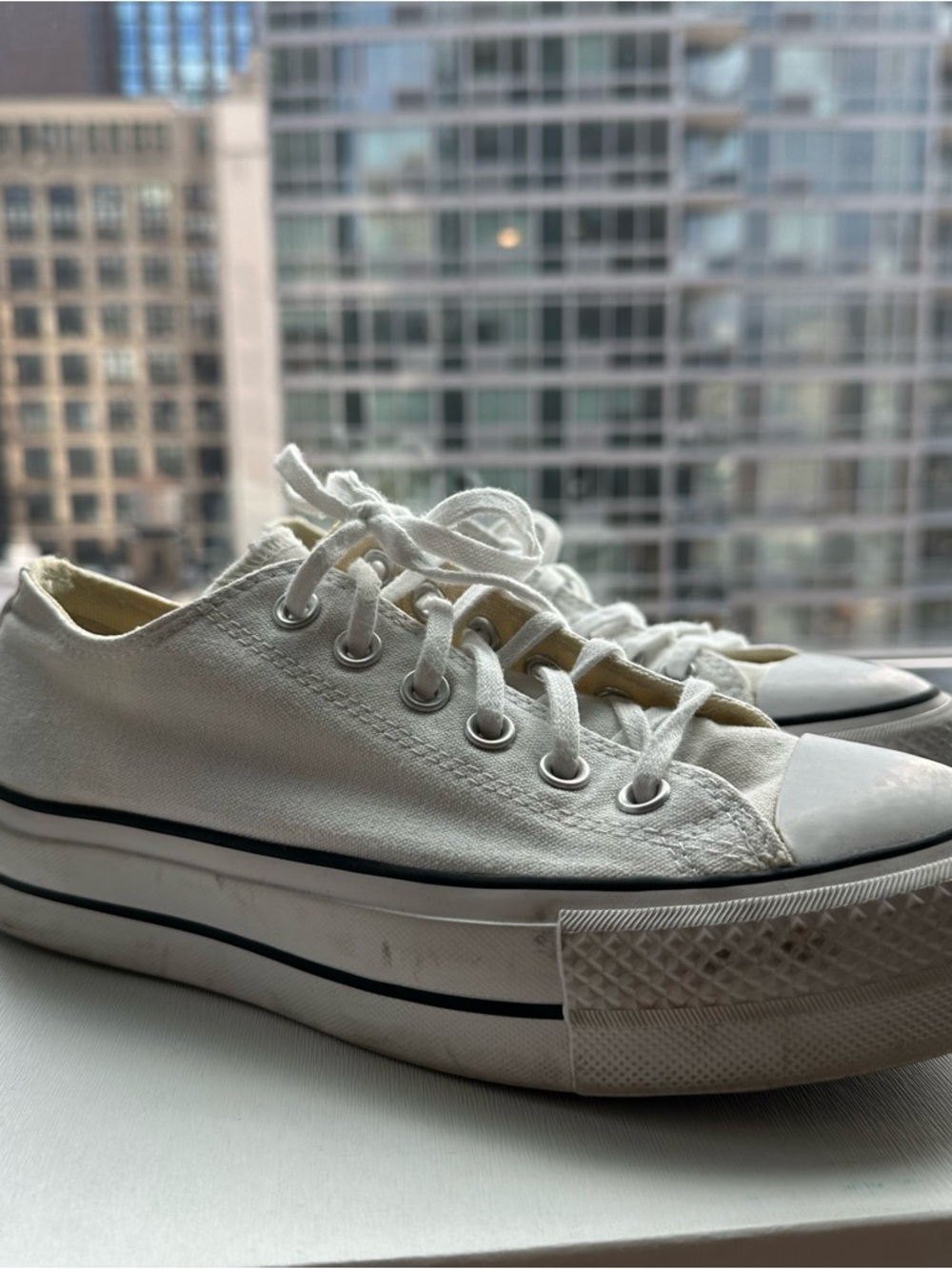 Classic Low-Top Converse Platform Sneakers in White - Picture 2 of 4